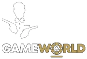 GameWorld — logo kasína (agent so zbraňami a nápisom GameWorld)